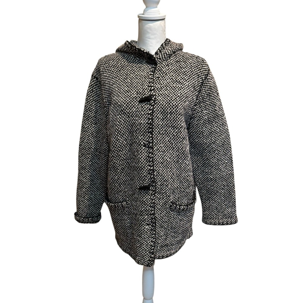 RALPH LAUREN Hand Knitted Lambswool‎ Hooded Sweater Coat Womens Size Large